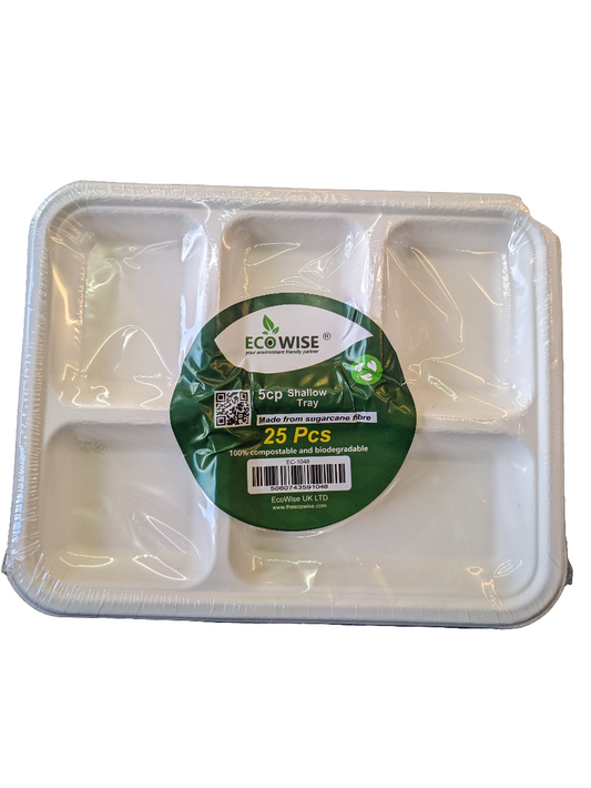 Barquettes peu profondes en fibre de canne à sucre Ecowise – 25 pièces
