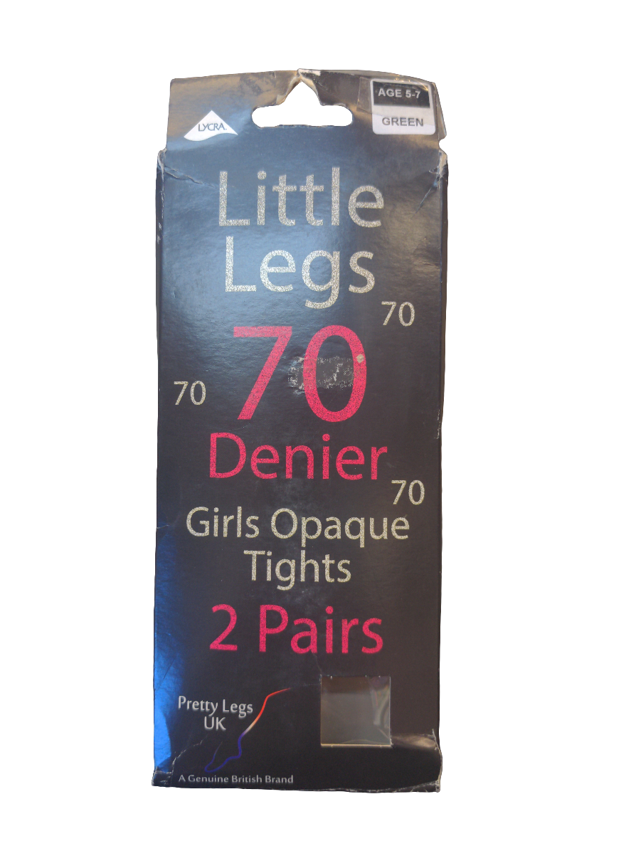 Lycra Little Legs 70 Denier Girls Opaque Tights 2Pairs Age 5-7 Green