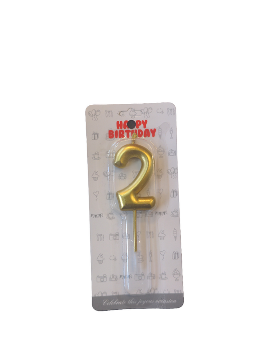 BIRTHDAY CANDLE NUMBER 2 GOLD SMALL