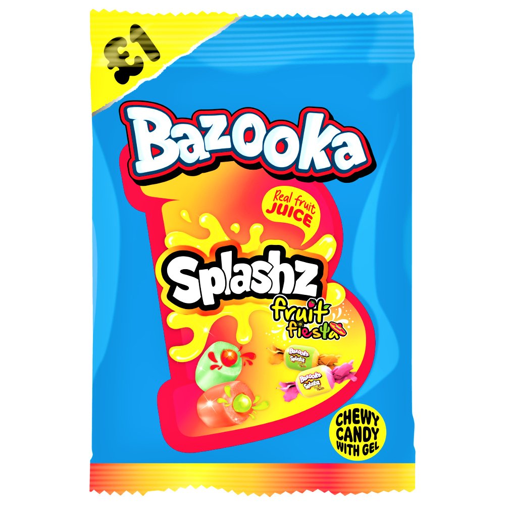 Bazooka Splashz Fruit Fiesta Bag 120g