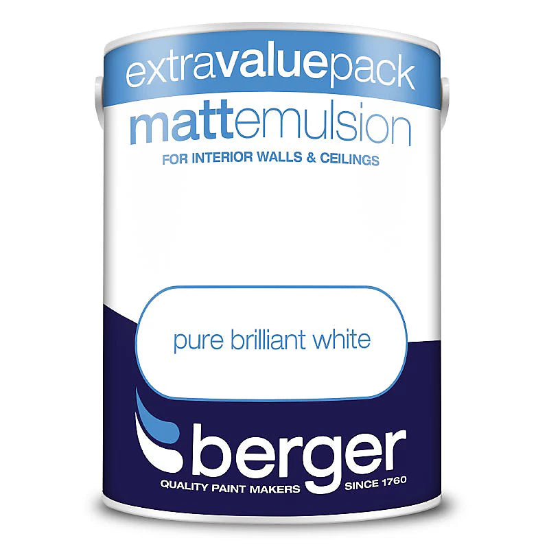 Peinture mate Berger 3L pour murs et plafonds Blanc