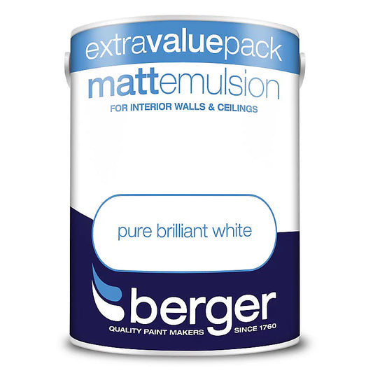 Peinture mate Berger 3L pour murs et plafonds Blanc