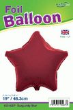 Burgundy Star Foil Balloon (19" Oaktree) 1pc