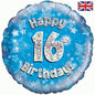 18″ Happy 16th Birthday Blue Foil