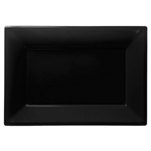 Black Rectangular  Plastic Serving Tray 23 x 33cm – Pack of 3