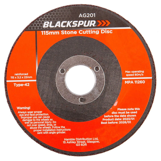 Blackspur Stone Cutting Disc - 115mm x 3.2mm (4.5")