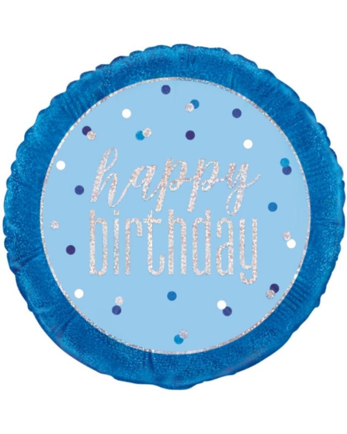 Glitz Blue Happy Birthday Foil Balloon 18"
