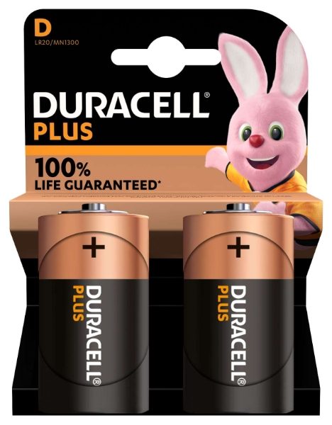 Duracell D Size Plus Power +100% - Pack of 2