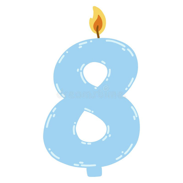 BLUE NUMBERS BIRTHDAY CANDLES NUMBER 8