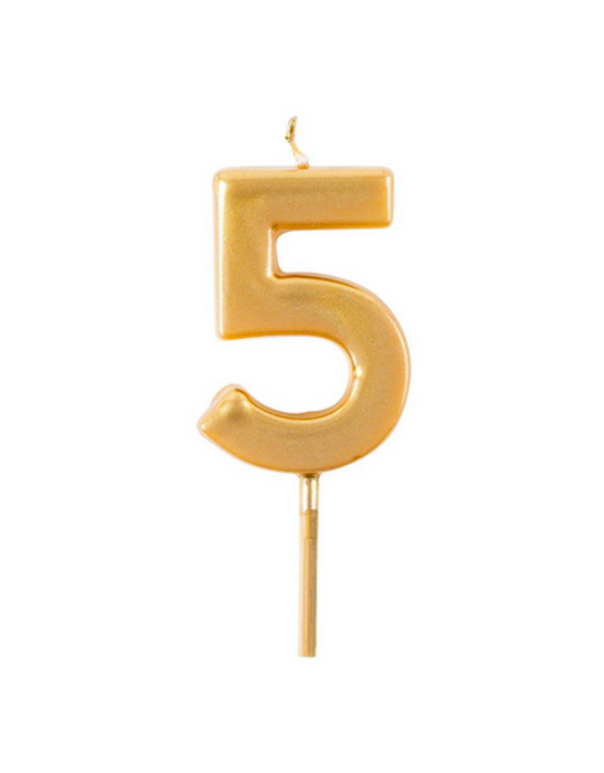 BIRTHDAY CANDLE NUMBER 5 GOLD SMALL