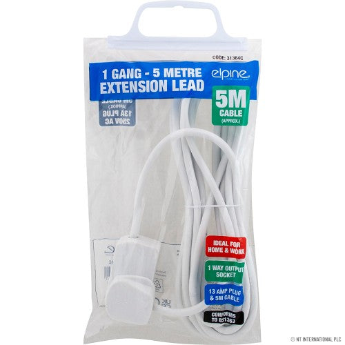 Rallonge 5m - 1 prise 13A | Solution d'alimentation polyvalente pour la maison et le bureau