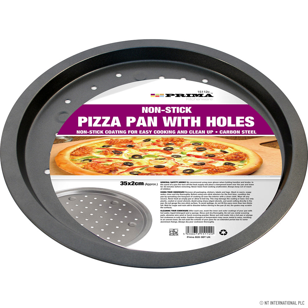Améliorez vos pizzas grâce à notre moule à pizza antiadhésif - Dimensions 35 cm x 2 cm et trous d'aération pour une croûte parfaitement croustillante