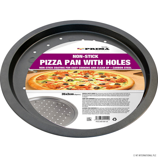 Upgrade Your Pizza Game with Our Non-Stick Pizza Pan - 35cm x 2cm Size and Vent Holes for Perfectly Crispy Crust