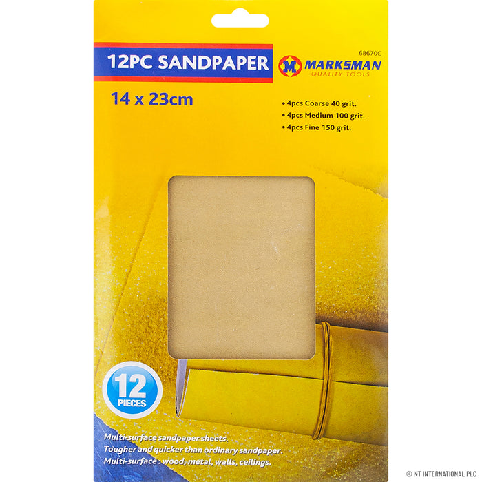 Premium 12-Piece Sandpaper Set - Achieve Smooth Finishes with 14 x 23cm Sheets