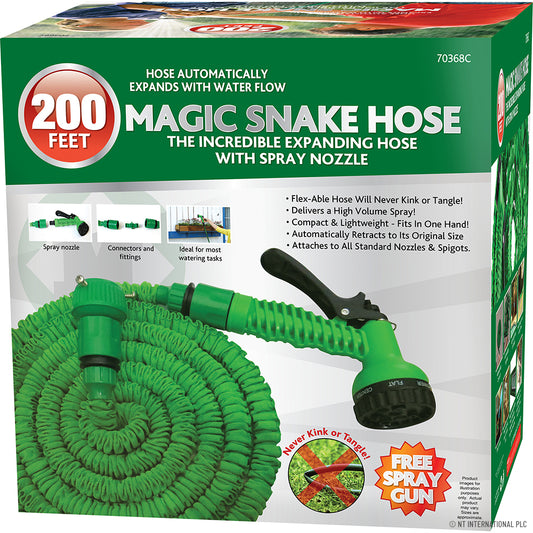 200ft Magic Garden Hose Pipe 60m - Green Flexible and Expandable Water Hose for Gardening