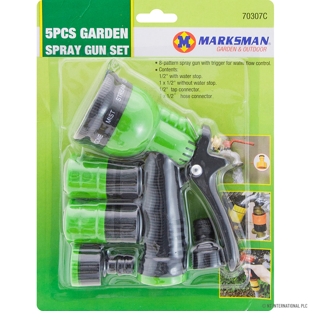 Ensemble de 5 pistolets pulvérisateurs - Kit pulvérisateur de jardin polyvalent à 8 cadrans/fonctions pour un arrosage précis