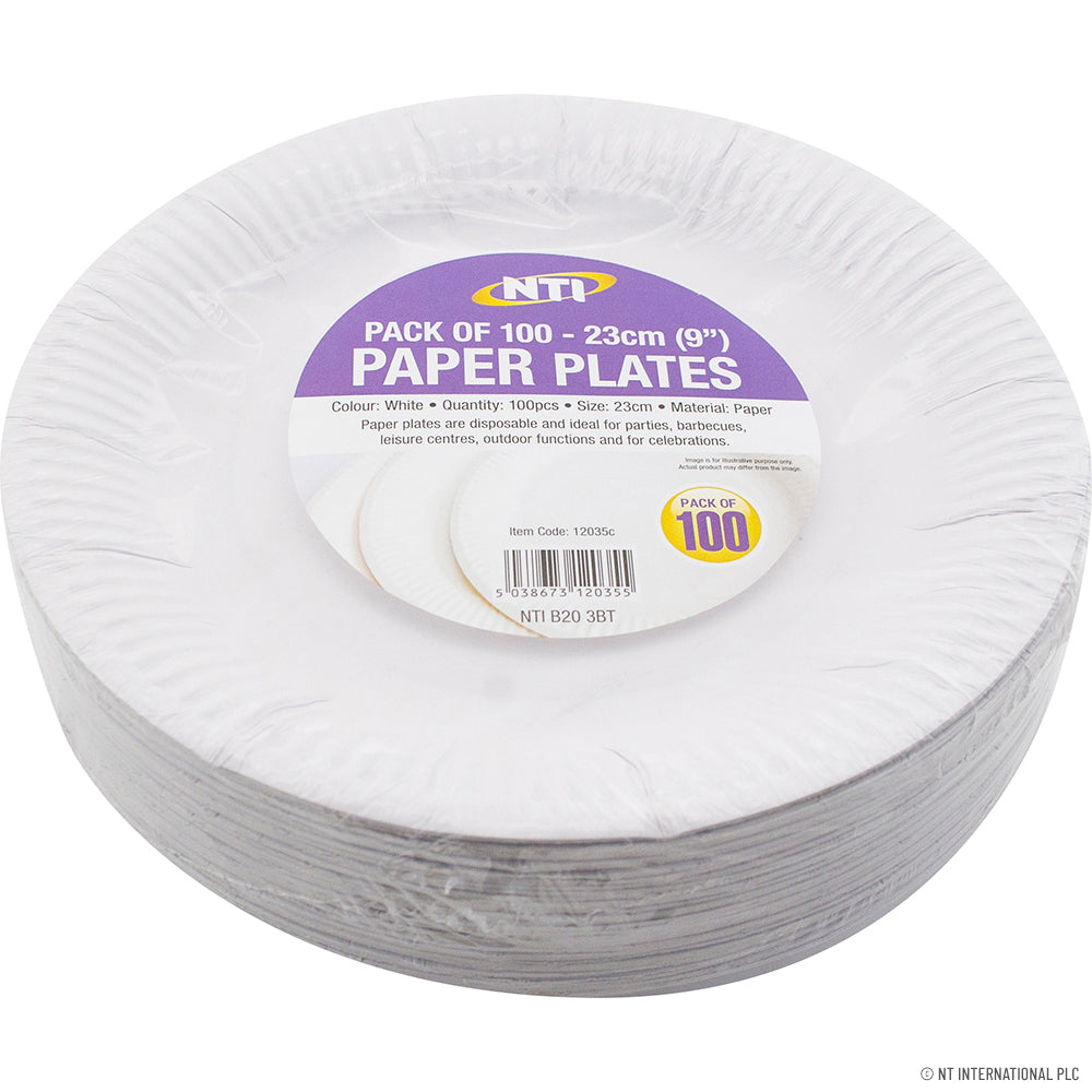 Assiettes en carton de 9 pouces de qualité supérieure - Paquet de 100 | Assiettes jetables écologiques pour événements et fêtes