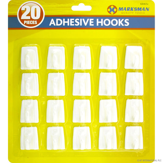 20pc Self Adhesive Hooks in Elegant White Finish