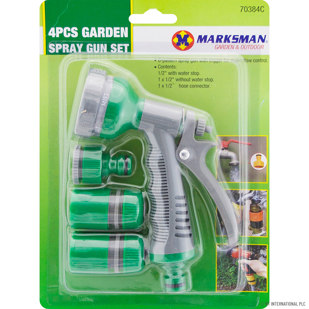 Ensemble de pistolets pulvérisateurs 4 pièces - Kit de pulvérisation de jardin polyvalent à 6 molettes/fonctions pour un arrosage précis