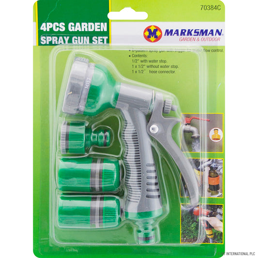 Ensemble de pistolets pulvérisateurs 4 pièces - Kit de pulvérisation de jardin polyvalent à 6 molettes/fonctions pour un arrosage précis