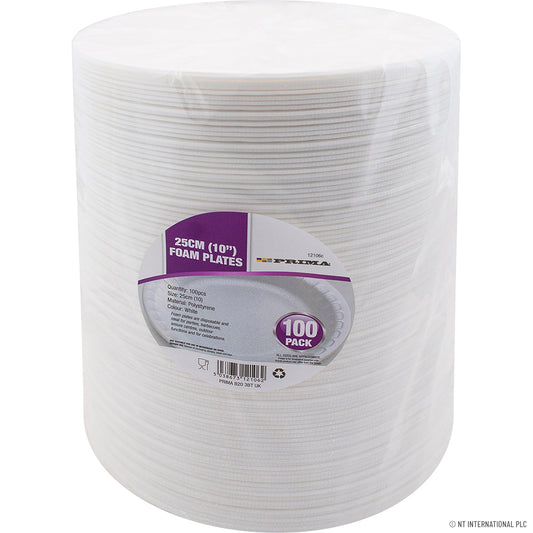 Upgrade Your Dining Experience with PLUS R 10'' (26cm) Foam Dinner Plates - 100 Pack