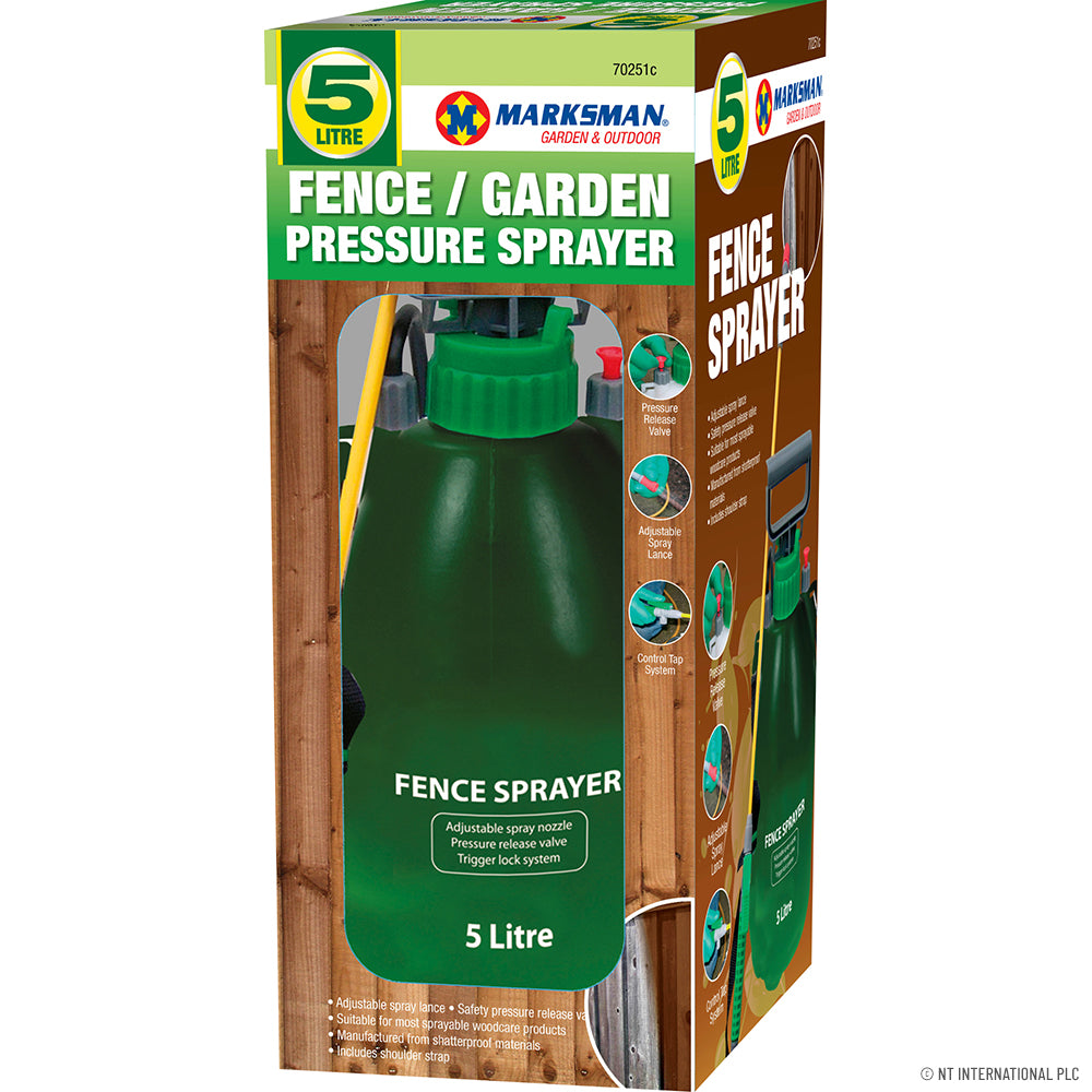 Pulvérisateur à pression 5L pour clôtures - Vert Pulvérisateur de jardin facile à utiliser pour clôtures, murs et plus encore