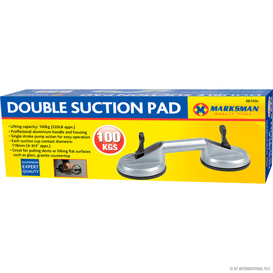 Heavy-Duty Double Suction Pad with 100kg Capacity and Aluminum Handle - Secure Grip for Professional Handling