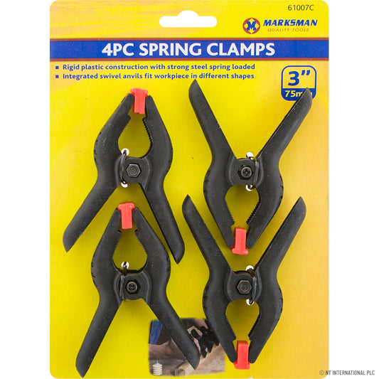 Lot de 4 pinces à ressort robustes de 3" - Sûres et polyvalentes - Finition noire