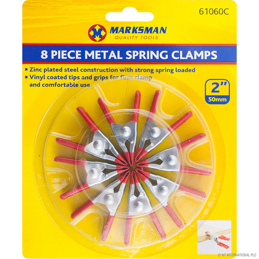 Premium 8pc Metal Spring Clamps - 2"/5cm | Heavy-Duty Clipping for Versatile Use