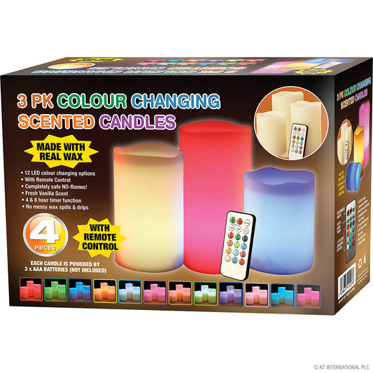 Scented LED Candles | Set of 3 Colour Changing Flameless Candles