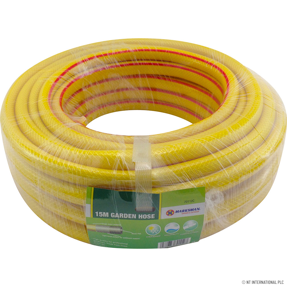 15m Garden Hose Pipe - Yellow HD - 1/2" Heavy-Duty Water Hose for Outdoor Gardening