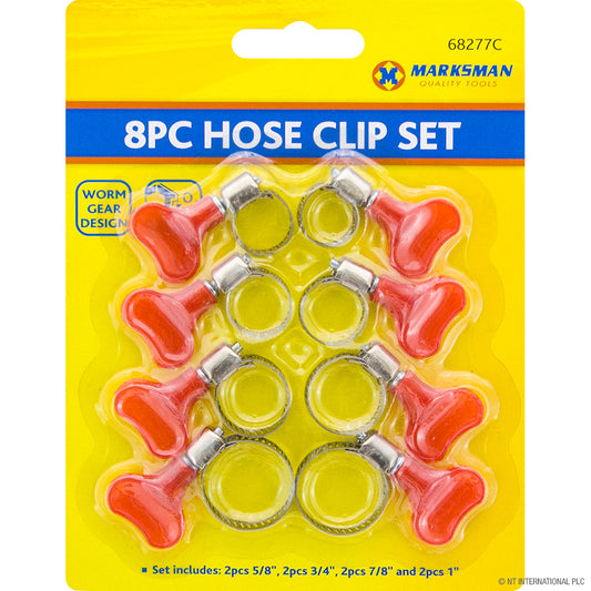 Premium 8pc Hose Clip Set - Enhance Performance with Red Screw Fastening