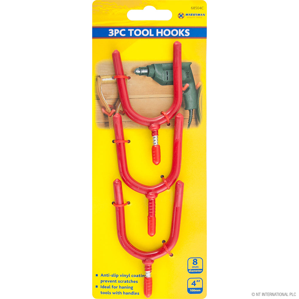 Lot de 3 crochets rouges résistants – 10 cm de long, 8 mm de diamètre – Organisez avec style !