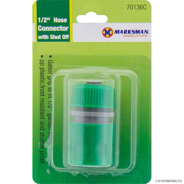 1/2" Hose Connector with Shut Off - Convenient Water Flow Control for Your Hose Pipe