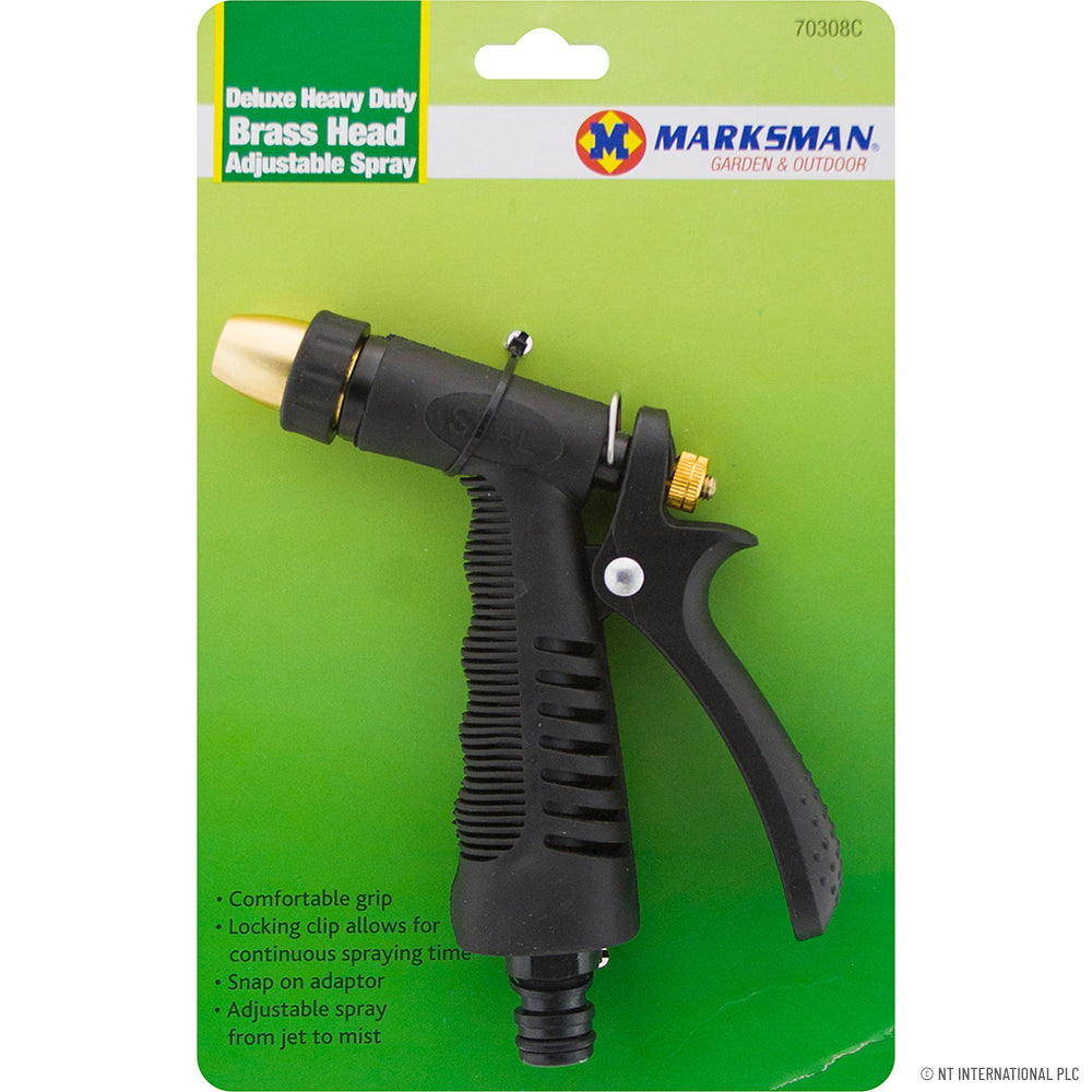 Pistolet d'arrosage de luxe en laiton à jet réglable - Pulvérisateur de jardin noir haut de gamme pour un arrosage précis
