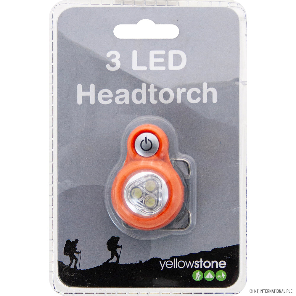 3 LED Headtorch - Orange Hands-Free Illumination for Outdoor Adventures