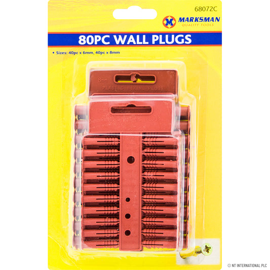 Ultimate Wall Plug Set - 80 Pieces (40 x 8mm & 40 x 6mm) for Secure Fixtures