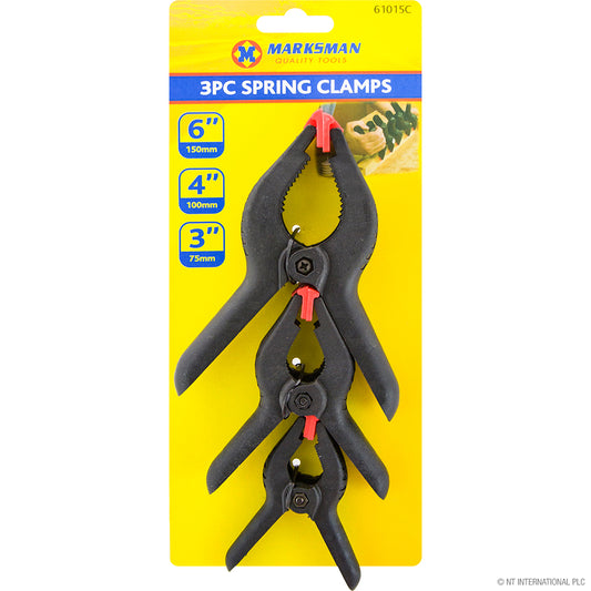 Lot de 3 Serre-joints à Ressort Noirs Robuste (7/10/15cm) pour Fixation Polyvalente