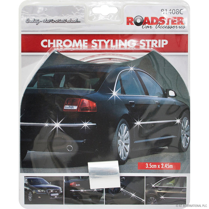 Chrome Styling Strip 3.5cm x 2.45m - Easy-to-Apply Automotive Trim for a Sleek Look