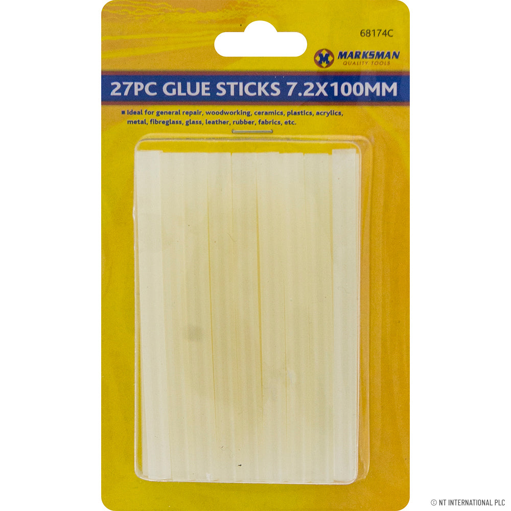 27pc Clear Hot Melt Glue Sticks (7.2x100mm) for Precision Bonding