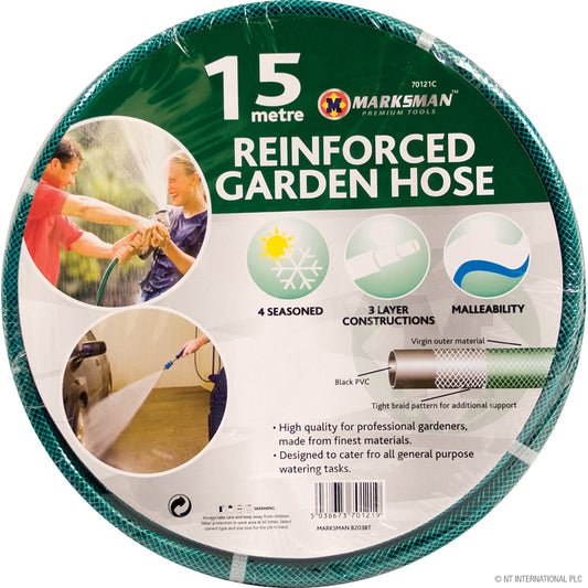 15m PVC Garden Hose Pipe - Green 1/2" Flexible and Durable Watering Solution