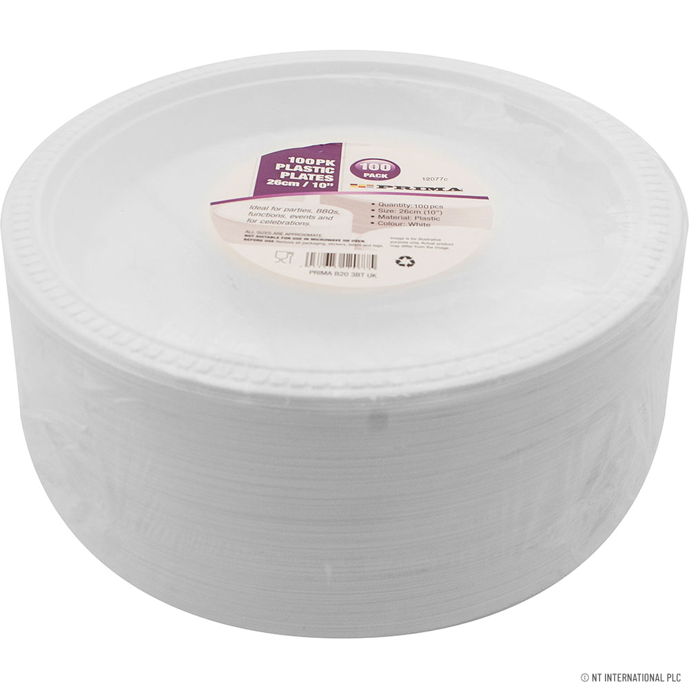 100pk 10" Plastic Dinner Plates -