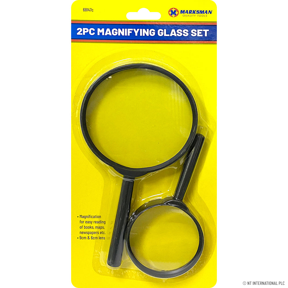 2pc Magnifying Glass Set 9cm & 6cm Diameter Lenses