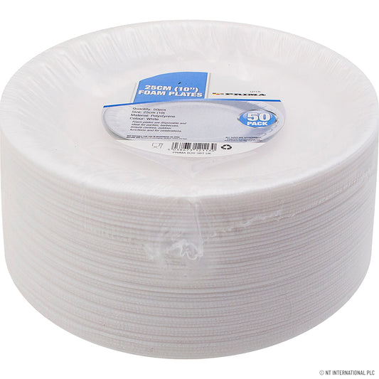 Assiettes creuses en mousse Classifoa de 26 cm (10 po), paquet de 50 - Vaisselle jetable de qualité supérieure pour événements et réceptions