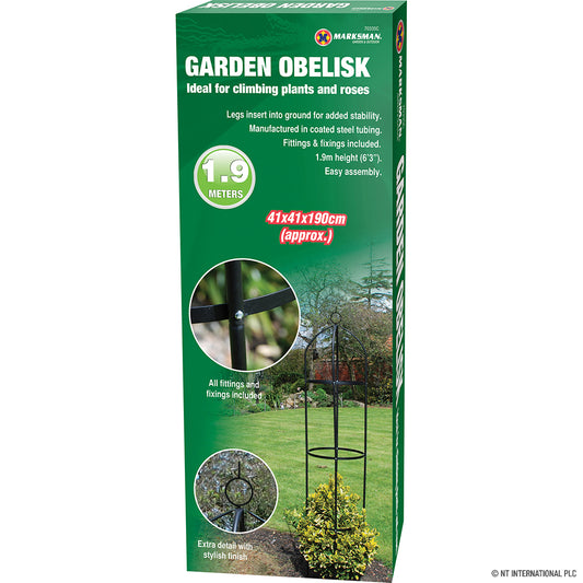 Obélisque de jardin décoratif en métal de 1,9 m pour plantes grimpantes