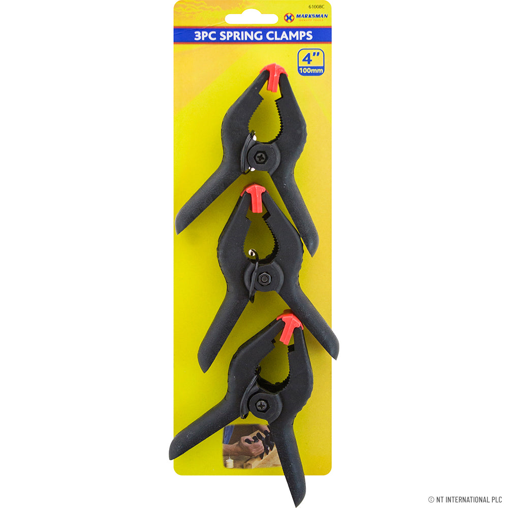 Lot de 3 serres-joints à ressort robustes de 10 cm – Sécurisez vos projets grâce à leur puissance de serrage noire