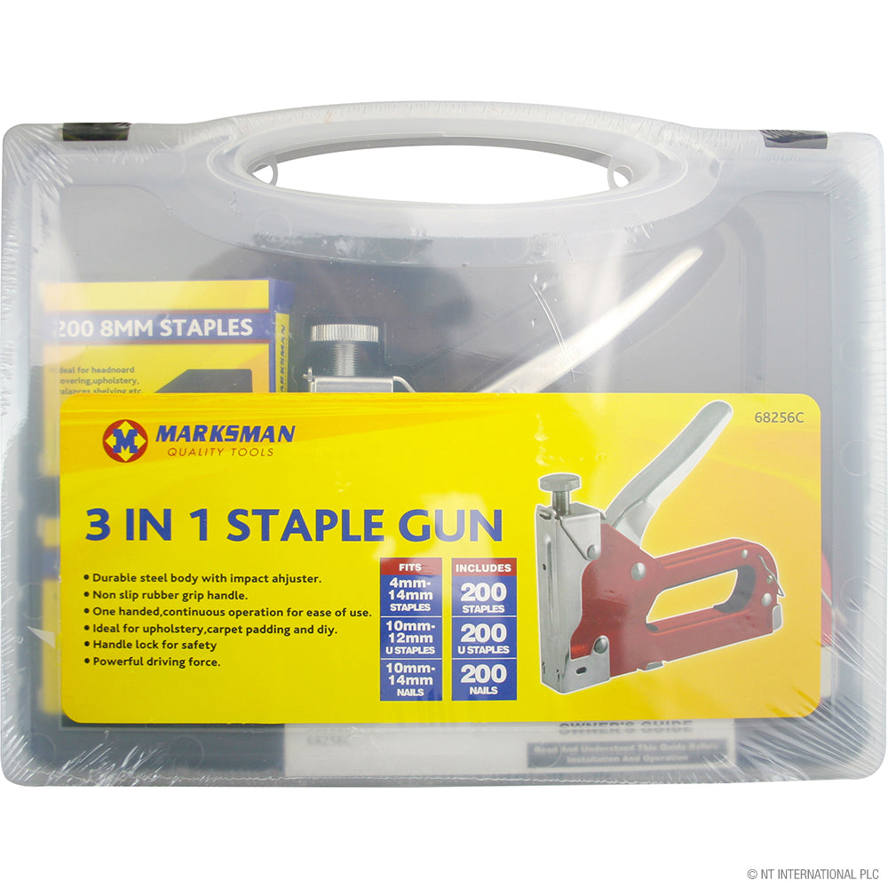 Versatile 3-in-1 Staple Gun Set in Protective Blowcase - Essential Tool for DIY Projects