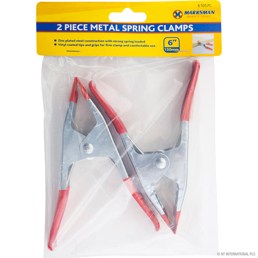 Pinces à ressort métalliques robustes de 6 pouces - Lot de 2 pour un serrage polyvalent
