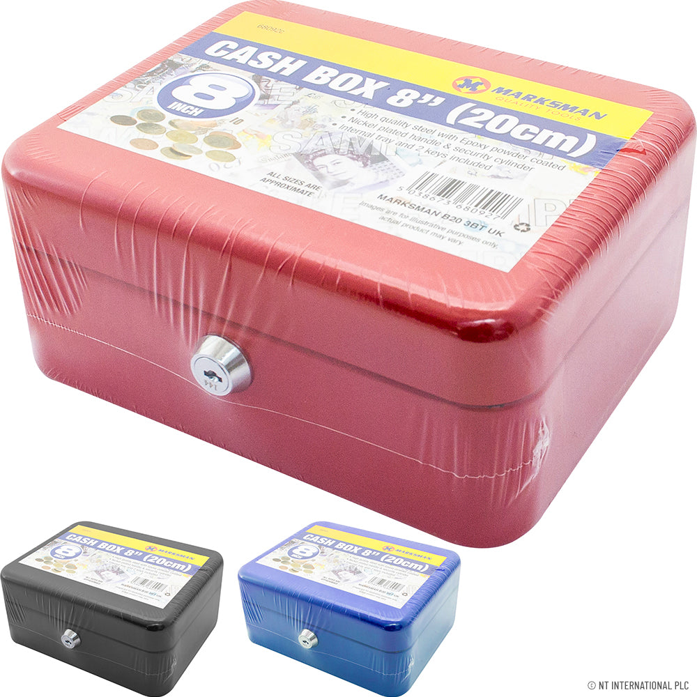 8-Inch Cash Box - 200 x 160 x 90mm - Assorted Colors