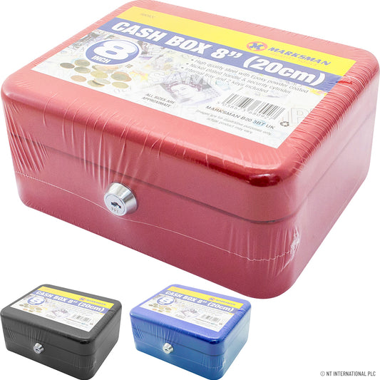 8-Inch Cash Box - 200 x 160 x 90mm - Assorted Colors